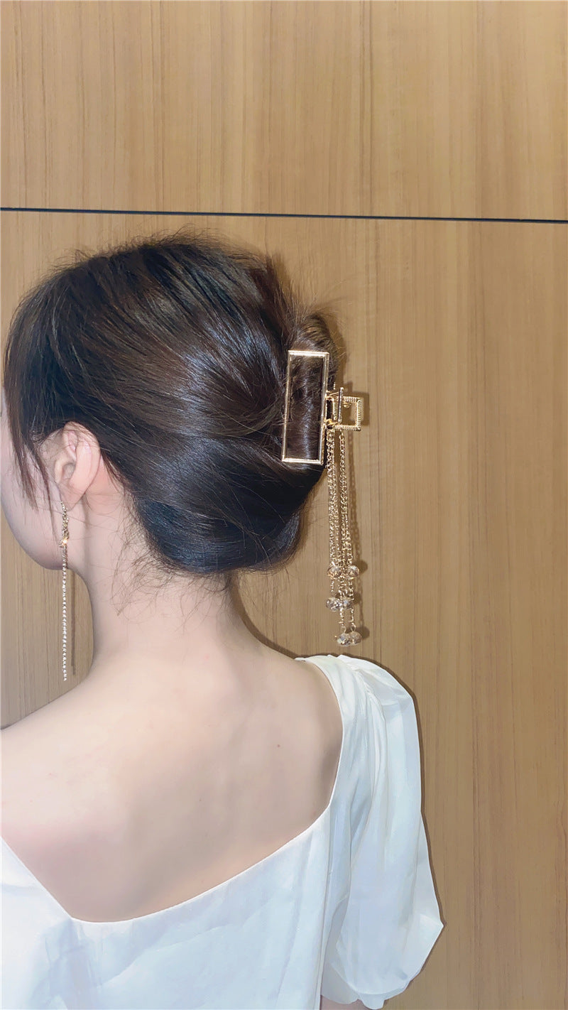 Pearl Tassel Hair Clip Headdress Simple Temperament High Sense Metal Shark Clip