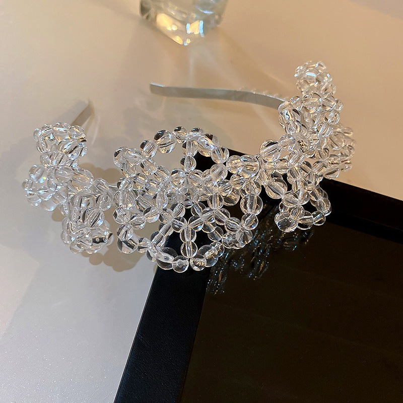 New Crystal Woven Flower Hairpin One Word Clip Hairband