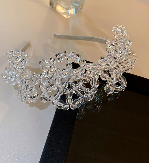 New Crystal Woven Flower Hairpin One Word Clip Hairband