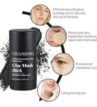 Organic bamboo charcoal face mask stick with benefits for detoxification, moisturizing, cell metabolism, and firming skin