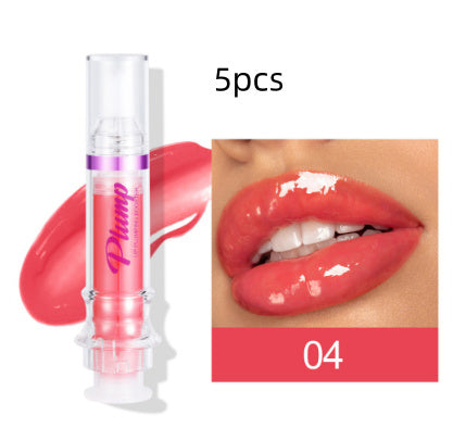 Lip plumper with chili extract in shade 04 showing glossy, fuller lips with vibrant color