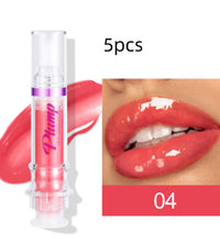 Lip plumper with chili extract in shade 04 showing glossy, fuller lips with vibrant color