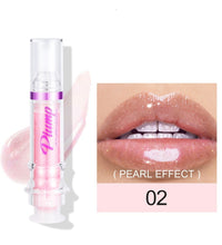 Lip plumper with chili extract in shade 02 pearl effect with glossy pink finish on lips