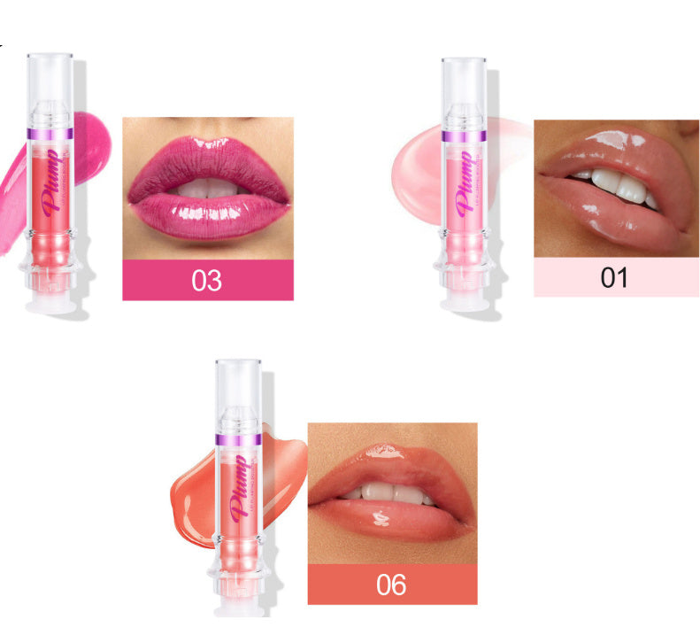 Set of lip plumper with chili extract in three shades with glossy finish on lips