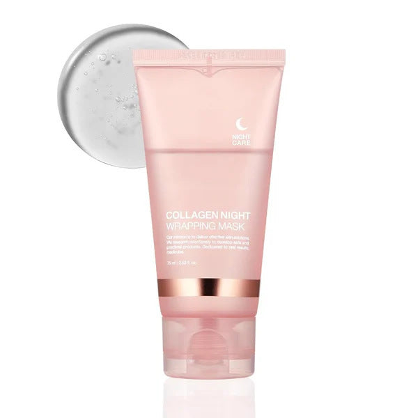 Collagen night wrapping gel tube with clear texture for anti-wrinkle overnight mask skincare
