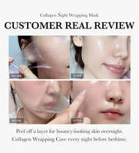 Before and after images showing smooth skin results using anti-wrinkle overnight mask with collagen care