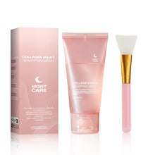 Collagen night wrapping mask with applicator brush for anti-wrinkle overnight mask skincare routine