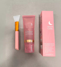 Pink collagen night wrapping mask with applicator and box for anti-wrinkle overnight mask skincare