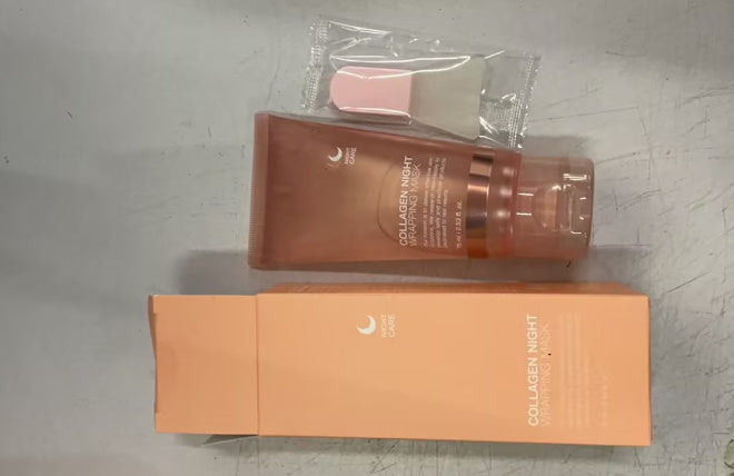 Collagen night cream package with applicator for anti-wrinkle overnight mask skincare routine