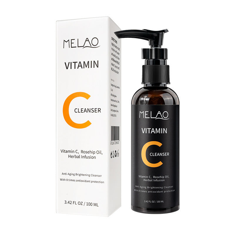 MELAO Vitamin C Cleanser with Vitamin C Rosehip Oil and Herbal Infusion 3.42 fl oz bottle and box