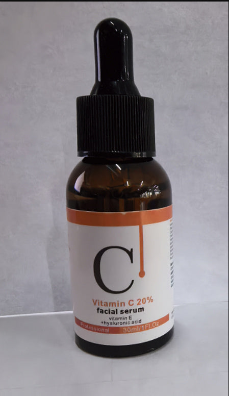 30ml amber dropper bottle of hyaluronic acid vitamin C serum with vitamin E for facial care
