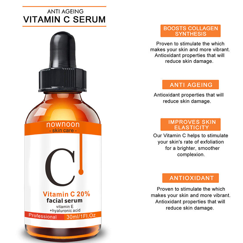 Hyaluronic acid vitamin C serum bottle with dropper for anti ageing and skin elasticity boost