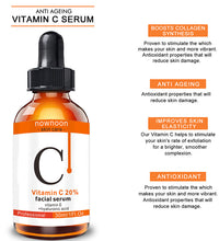 Hyaluronic acid vitamin C serum bottle with dropper for anti ageing and skin elasticity boost