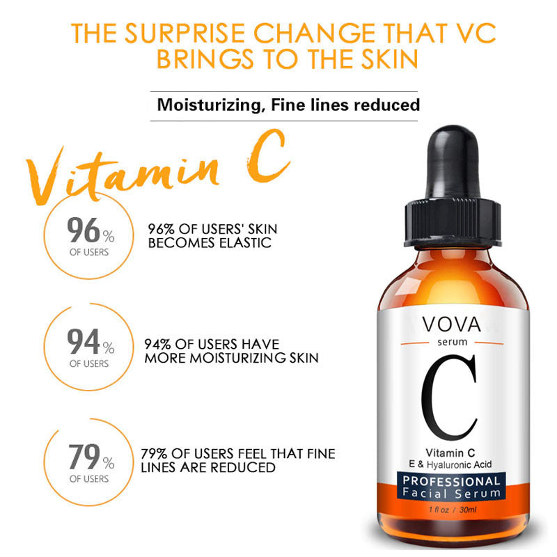 VOVA Vitamin C Professional Facial Serum bottle highlighting benefits as best facial serum for brightening skin
